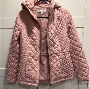 New York & Company Pink Quilted Puffer Jacket